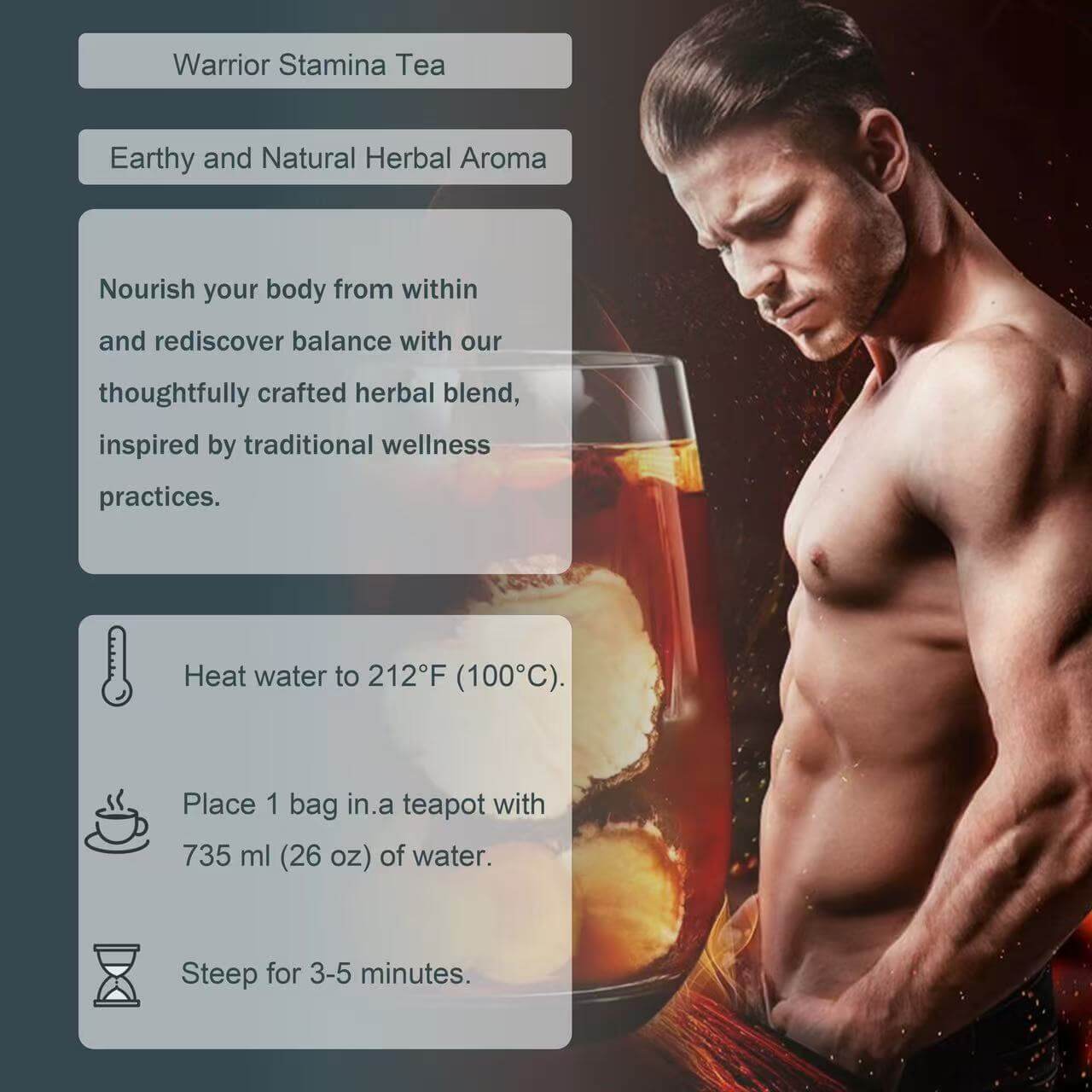 Warrior Stamina Tea | Natural Energy & Endurance Herbal Tea Blend(8-Herb Blend)