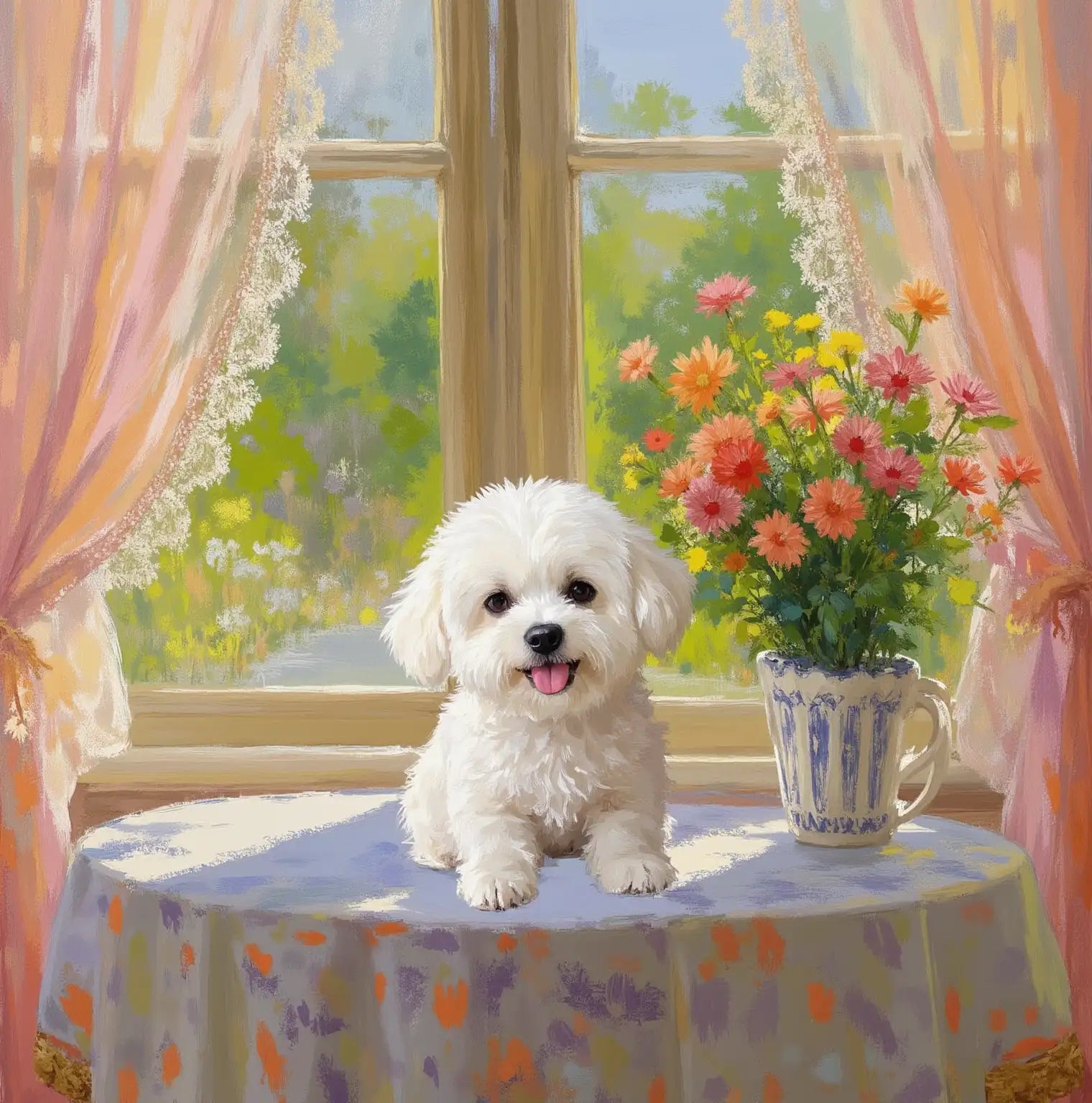 Windowsill Pet Oil Painting S2