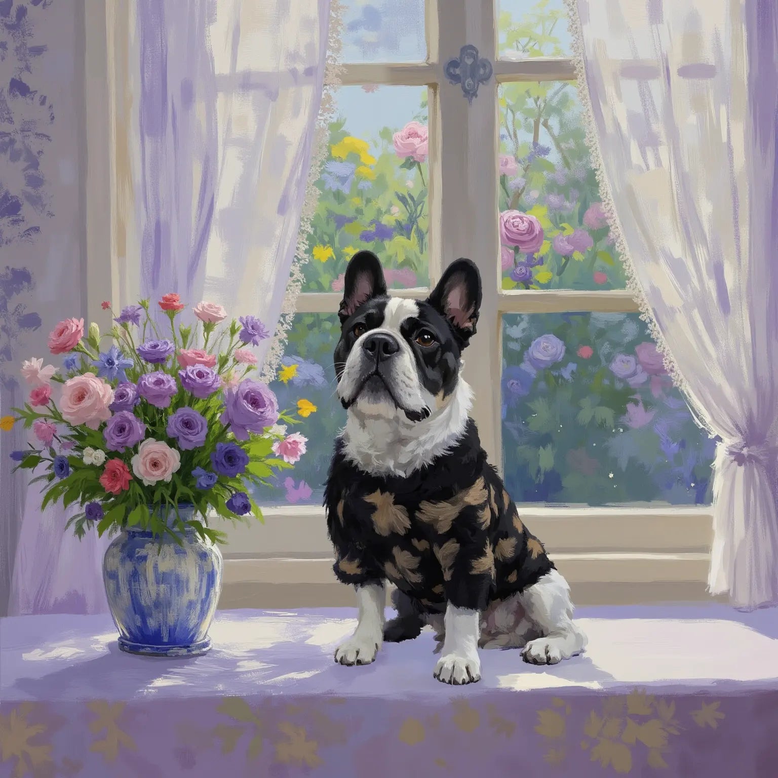 Windowsill Pet Oil Painting