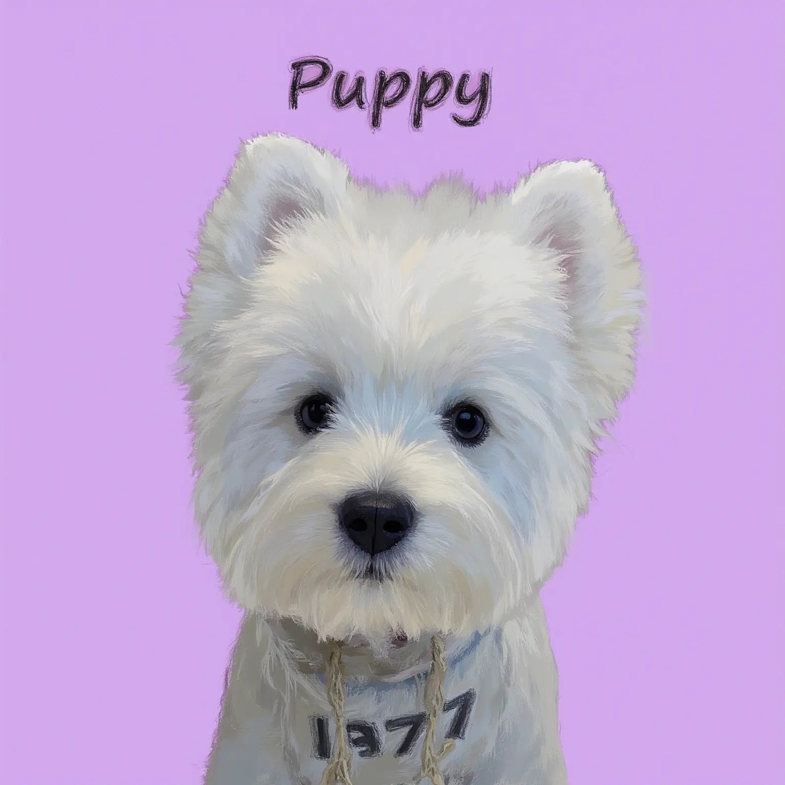 Purple Hand Drawn Pet Portrait