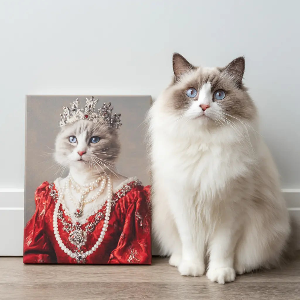 Custom pet portrait painting of two cats together in classical art style