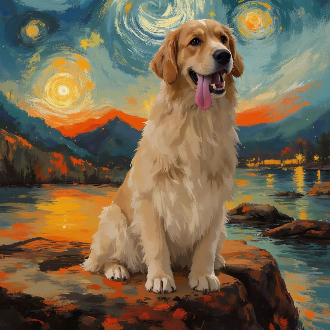 Starry Sky Pet Oil Painting