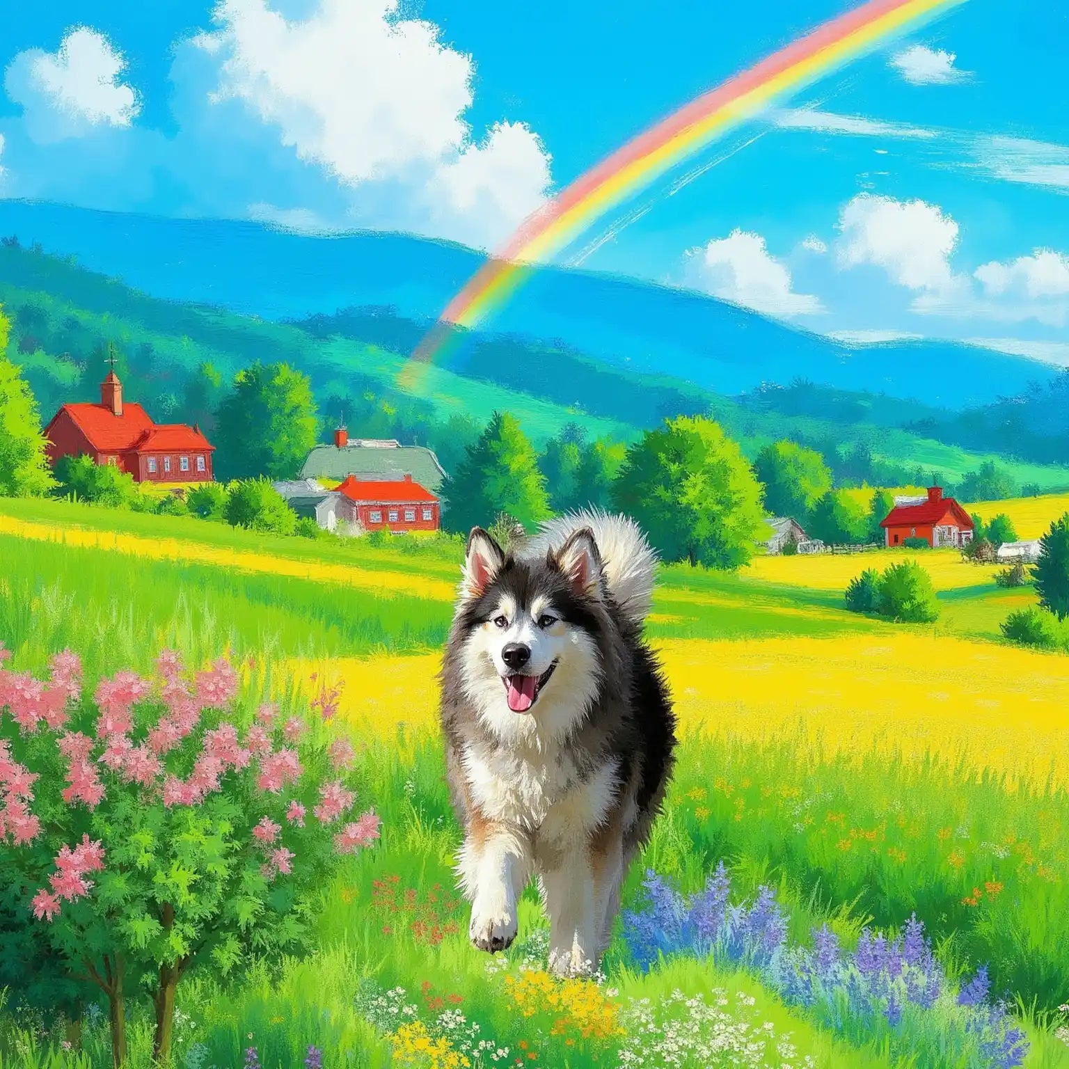 Rainbow Meadow Pet Portrait