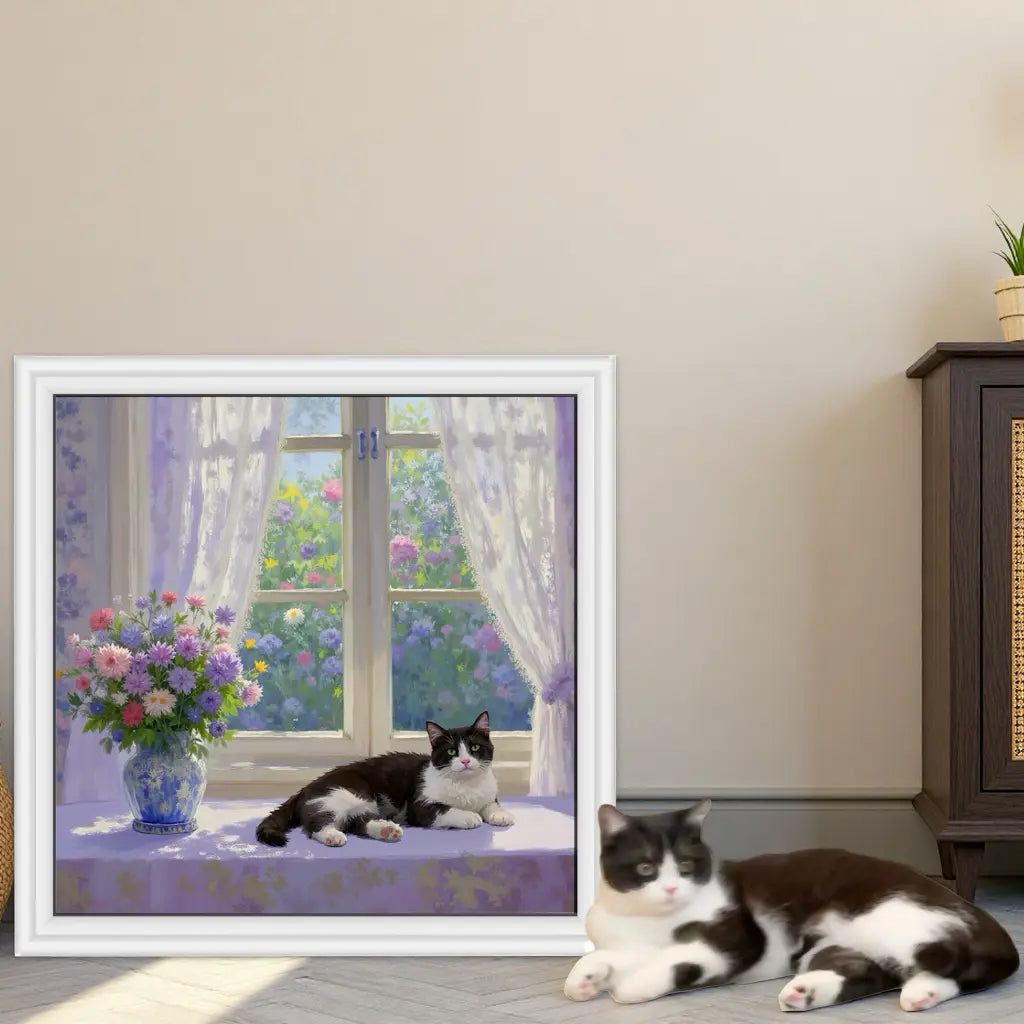 Windowsill Pet Oil Painting