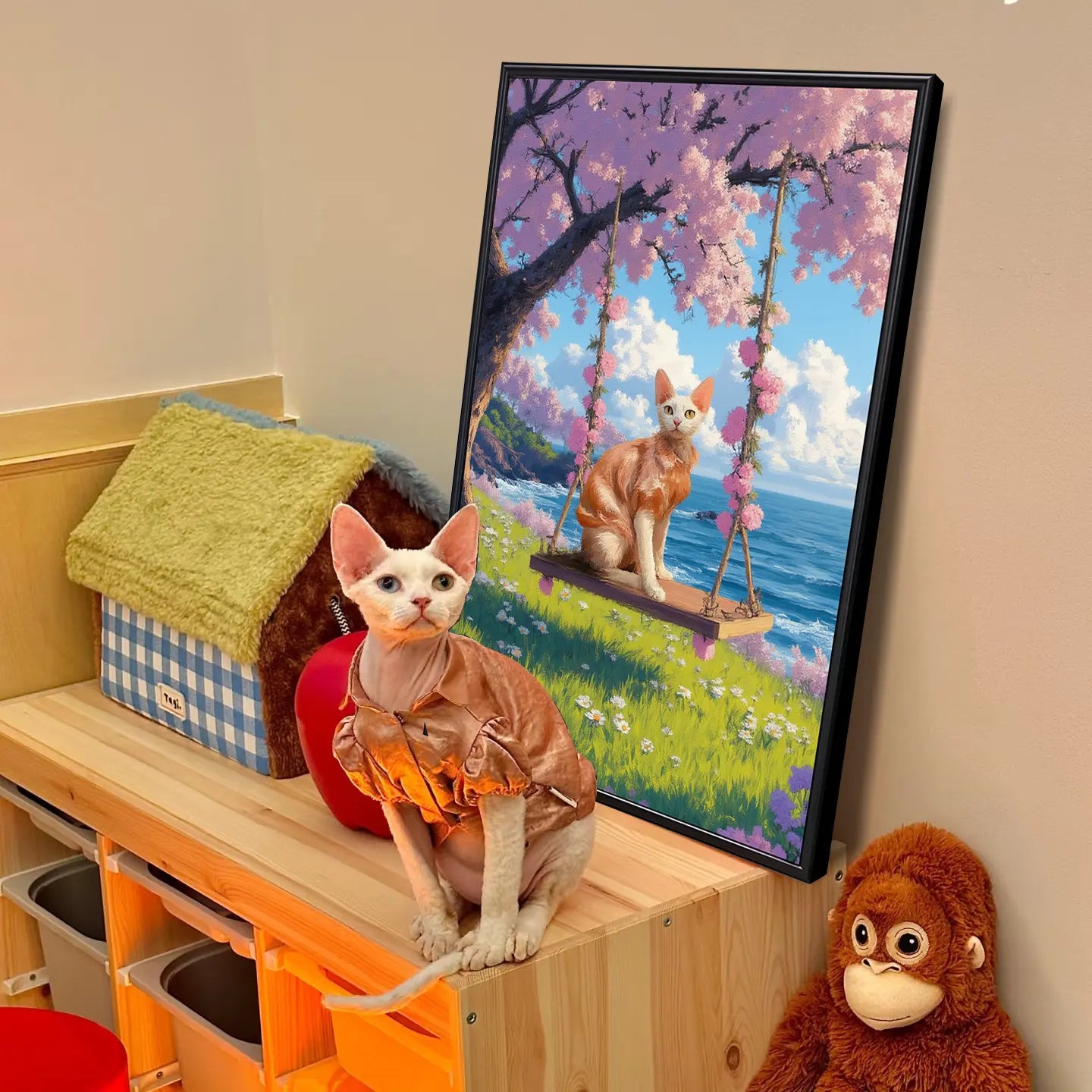 Swing Pet Oil Painting