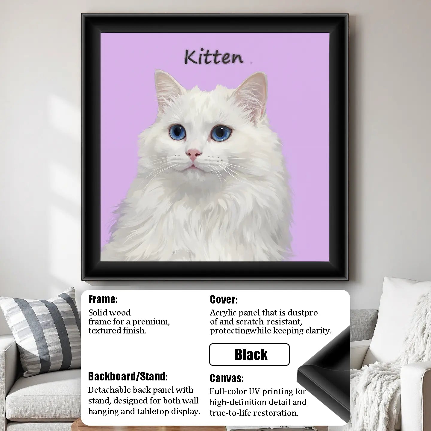 Purple Hand Drawn Pet Portrait