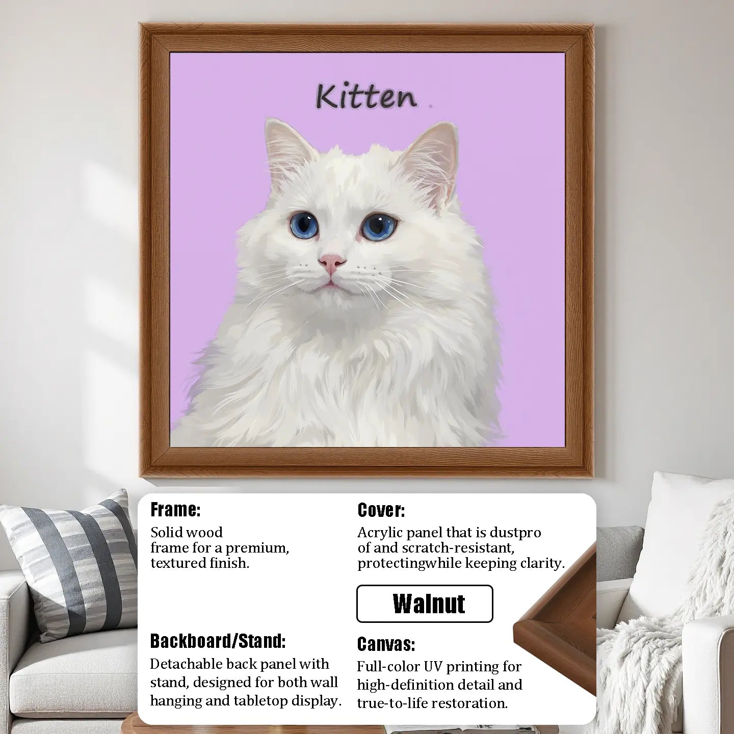 Purple Hand Drawn Pet Portrait