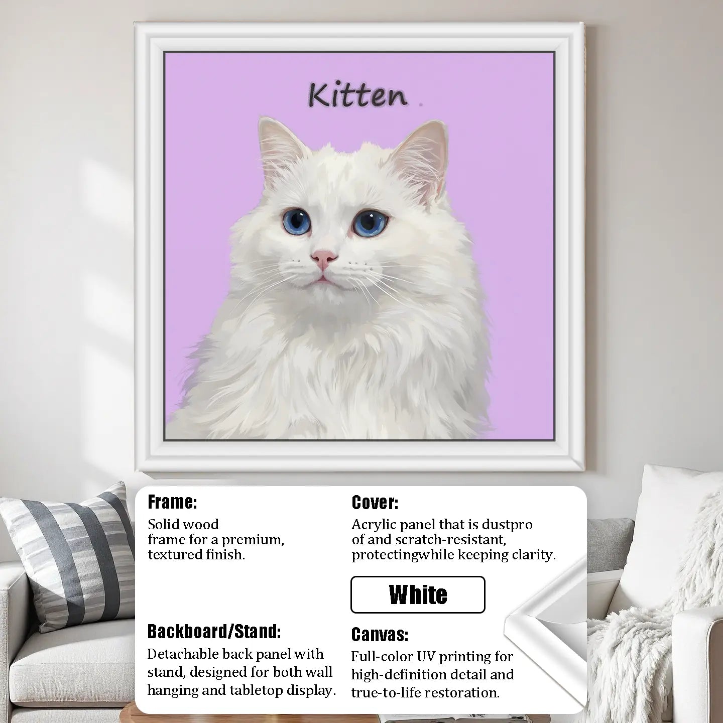 Purple Hand Drawn Pet Portrait