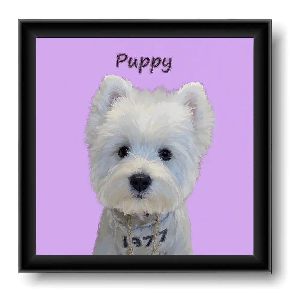 Purple Hand Drawn Pet Portrait