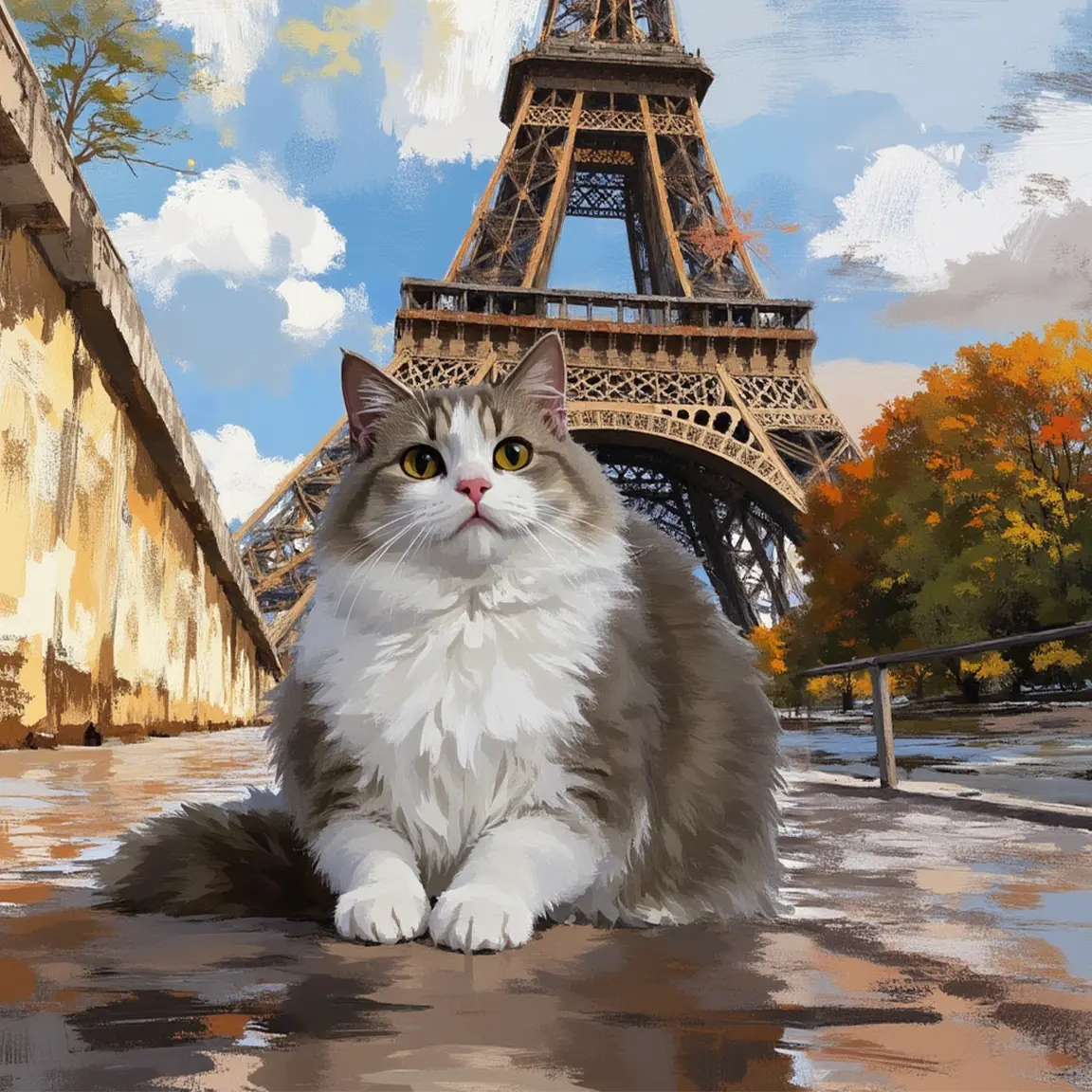 Eiffel Tower Pet Oil Painting