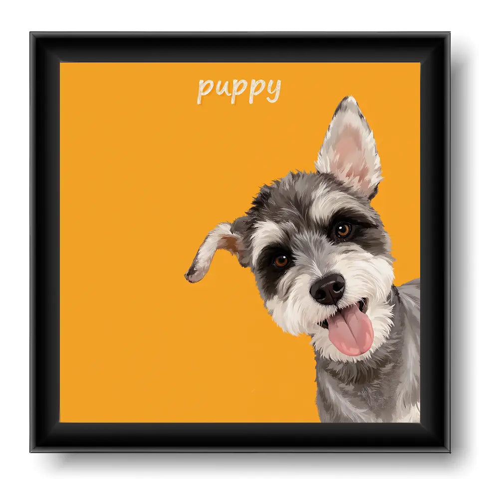 Yellow Hand Drawn Pet Portrait
