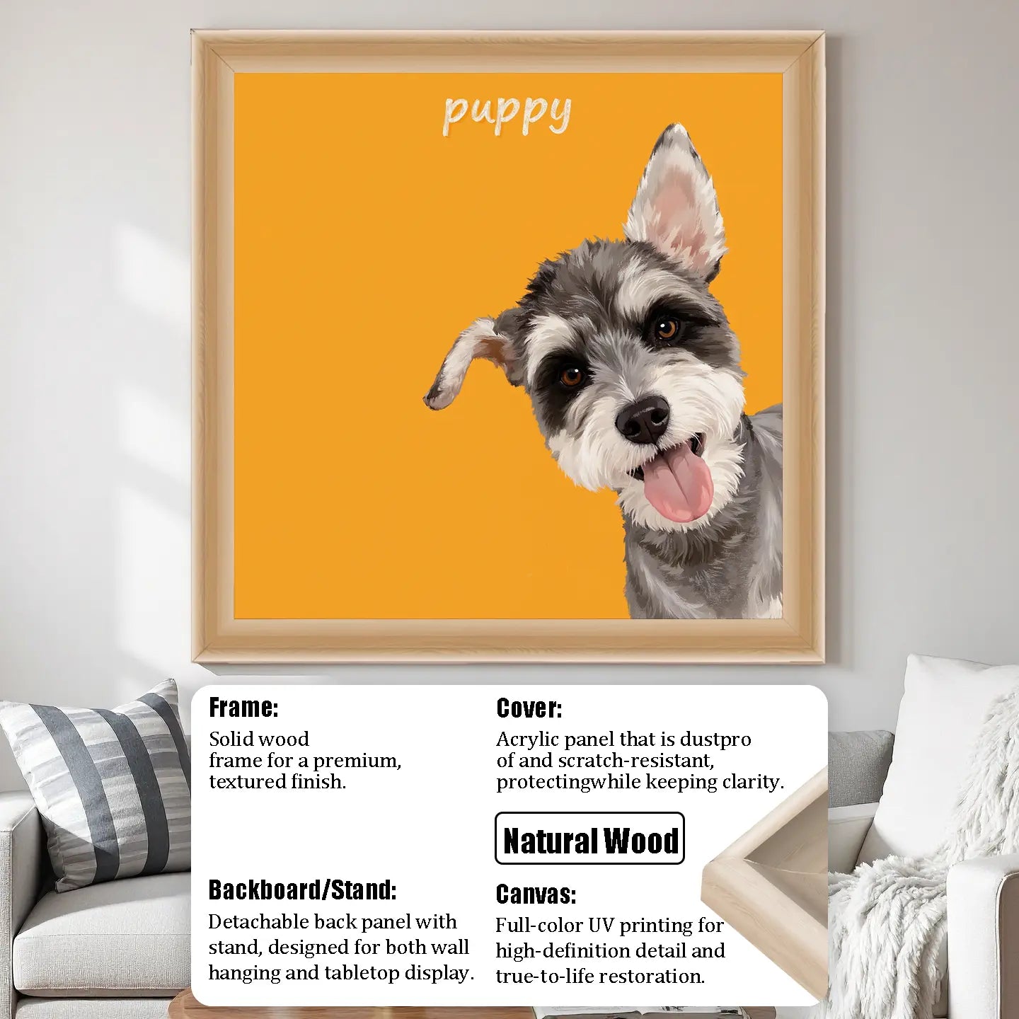 Yellow Hand Drawn Pet Portrait