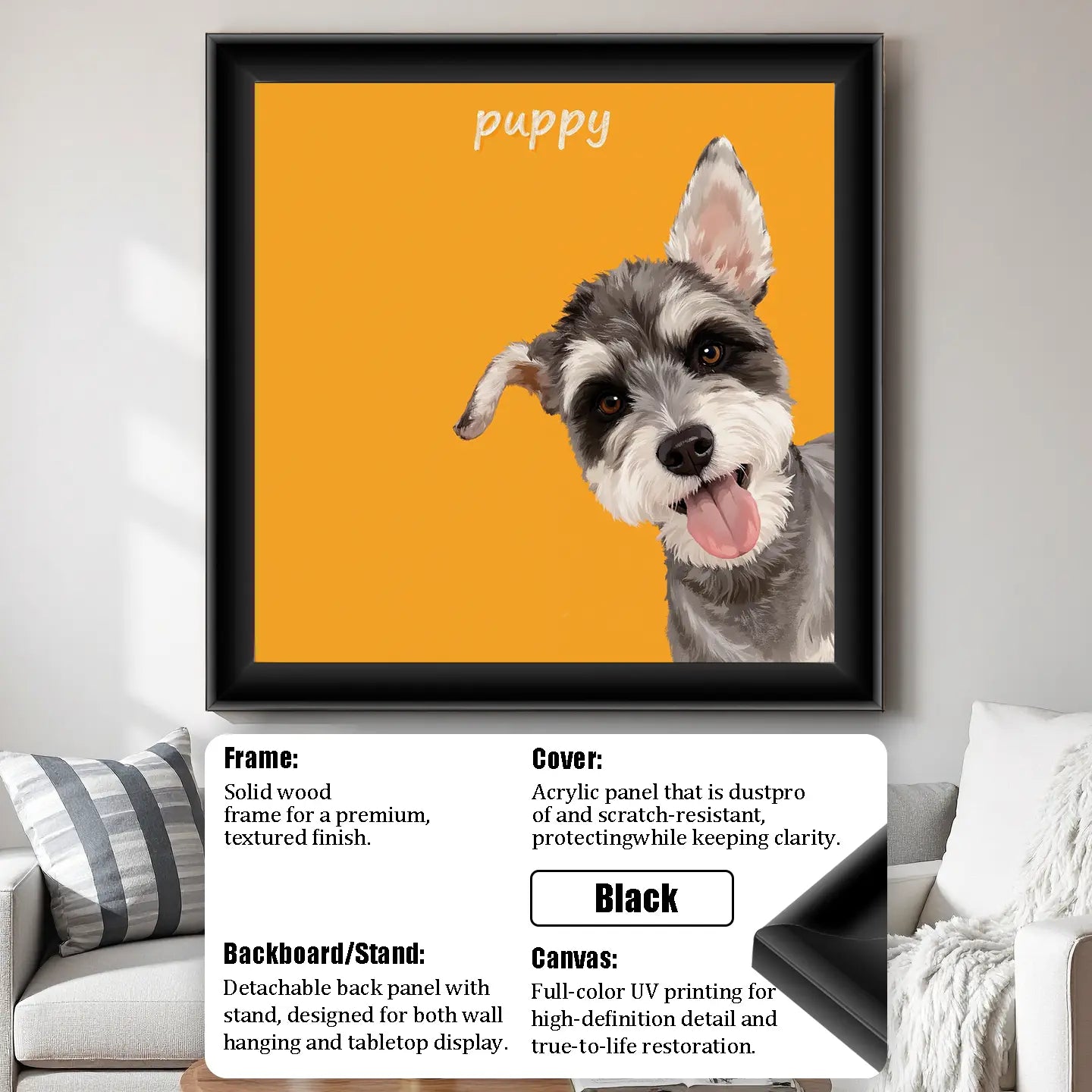 Yellow Hand Drawn Pet Portrait