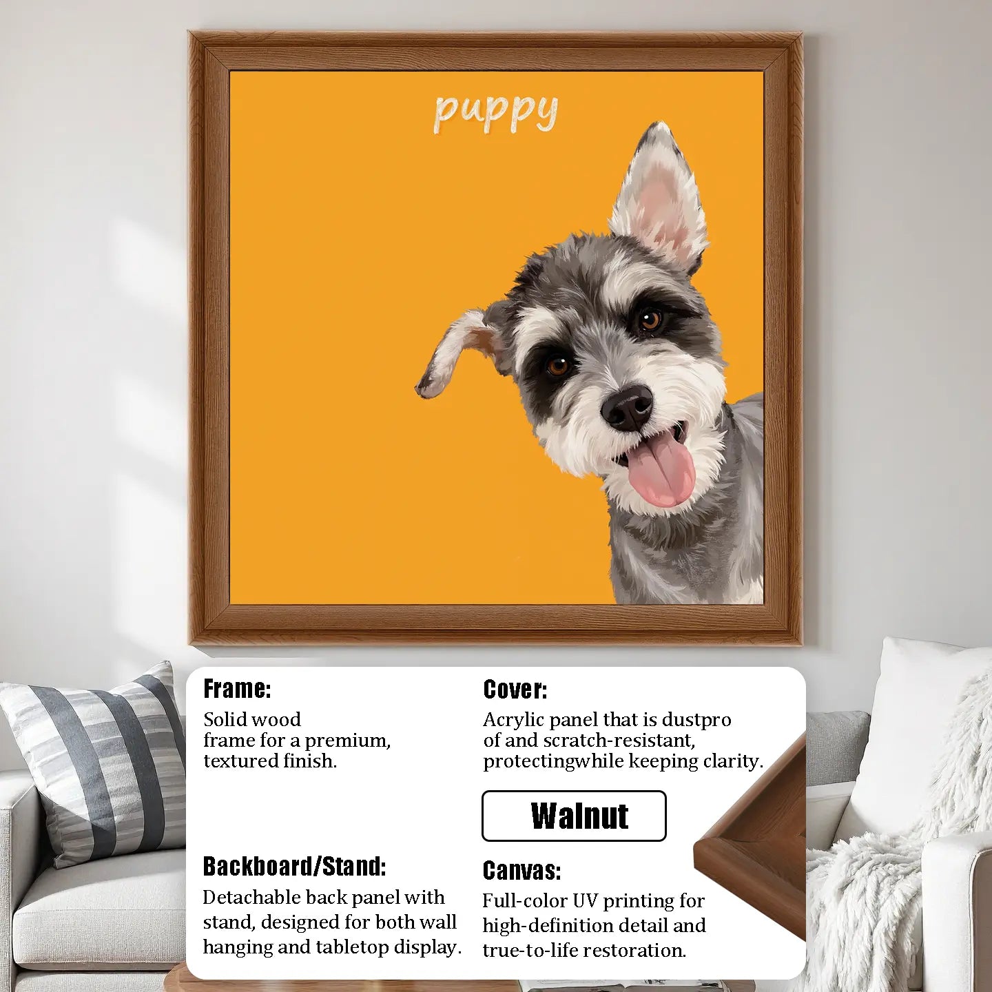 Yellow Hand Drawn Pet Portrait