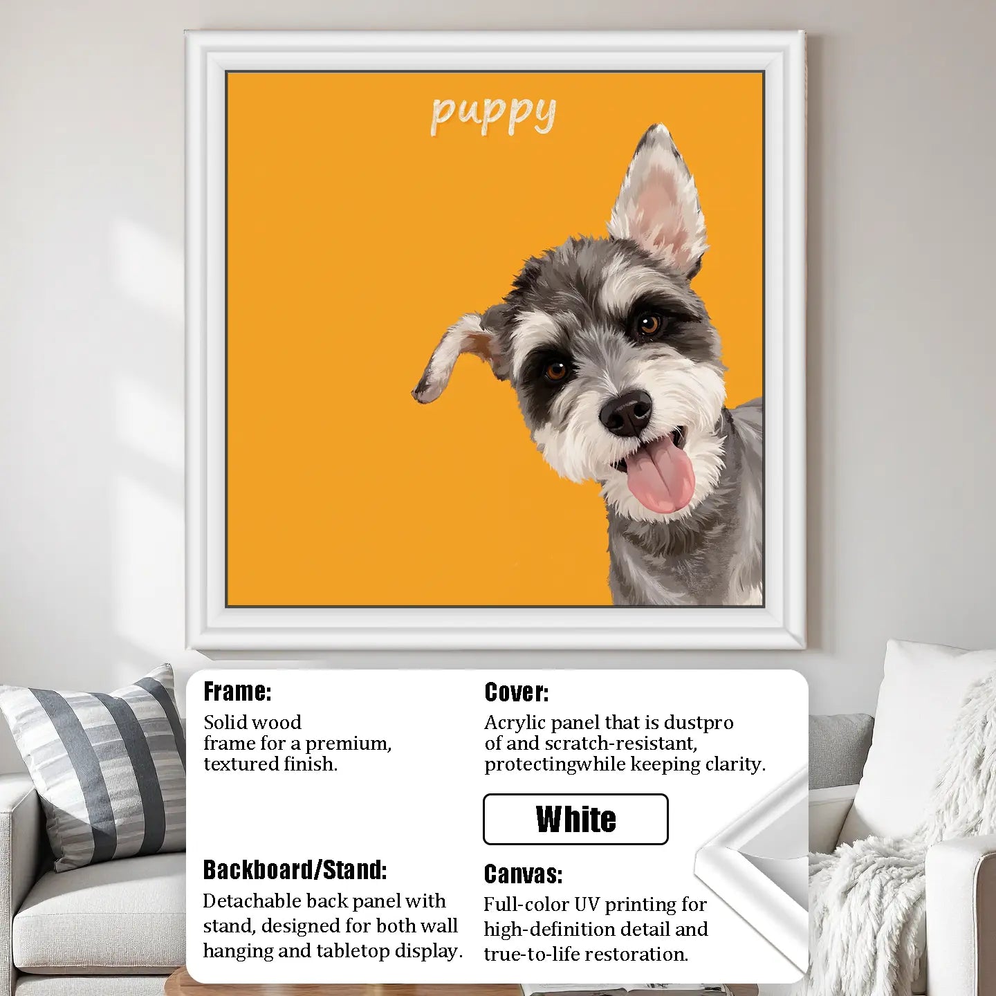 Yellow Hand Drawn Pet Portrait